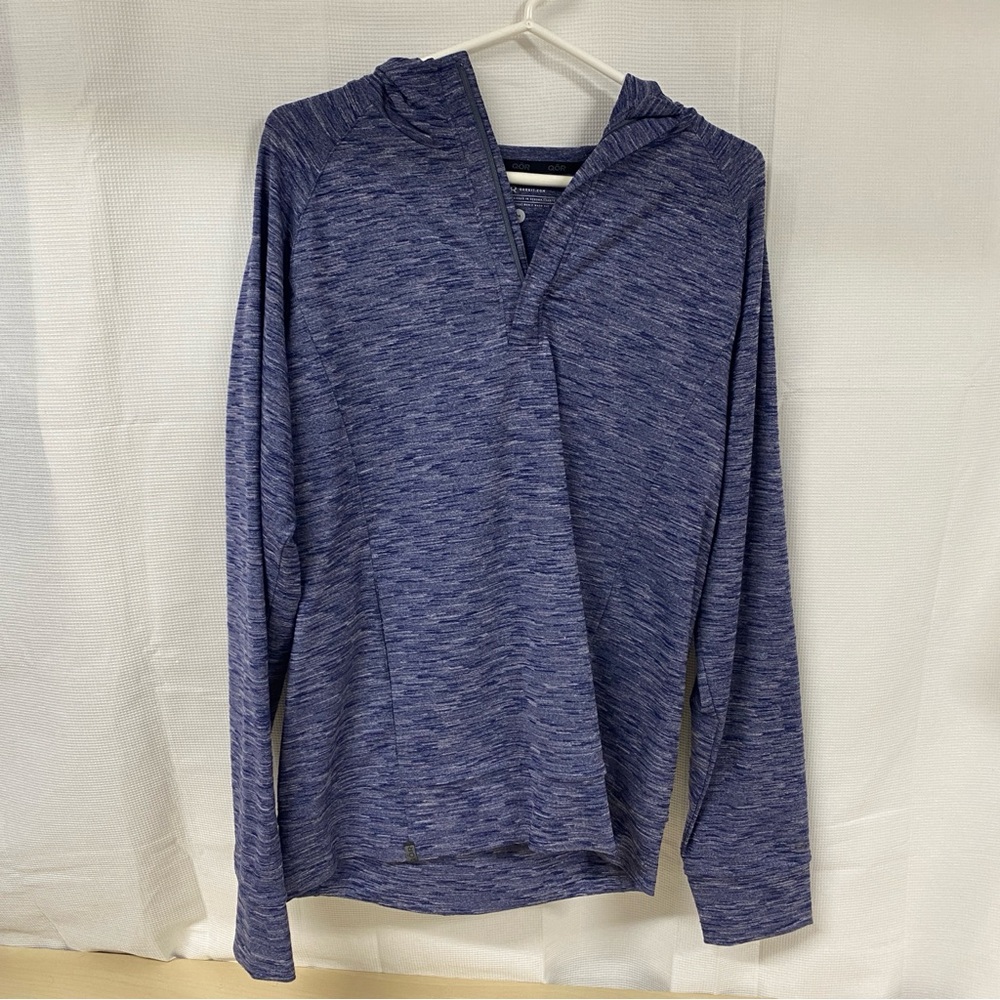 QOR Blue Heather Performance Hooded Pullover Men’s Medium
